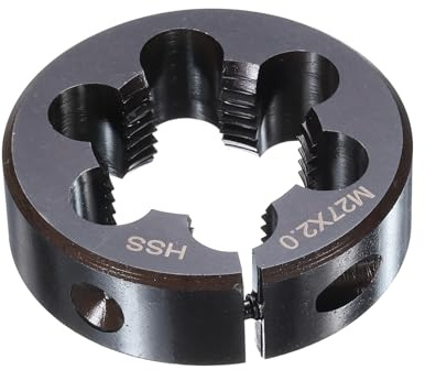 sourcing map Runde Schneideisen M27 x 2, metrisches Gewinde, 50 mm Außendurchmesser, verstellbar, rechts, Hochgeschwindigkeitsstahl (HSS), runde Schneideisen für Gewindereparatur