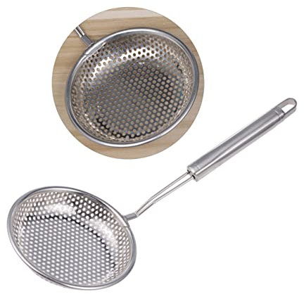 Cabilock Edelstahl Schöpflöffel Mit Hitzebeständiger Griff Ölfilter Löffel Heißer Topf Sieblöffel Fein Gelocht Ergonomisch Für Küche Restaurant Zum Abtropfen Von Gemüse Fleisch Und Frittier