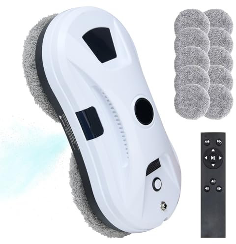 Umelee Robot Lavavetri, Spruzzo d'acqua Automatico e Pianificazione del Percorso, Aspirazione 2800 Pa, Telecomando, 10 Panni per la Pulizia, Lavavetri Automatico per Finestre Alte Piastrelle Vetro