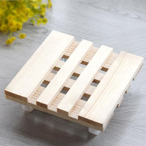 Zdlopteron Sottovaso con Ruote in Legno di Pino con Ruote,capacità 150 kg,in Legno di Pino, da 20/25/30/35/40/50 cm,per Piante da Esterno Portavasi da Interno(Wood,50x50cm)