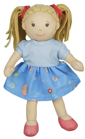 Heless 505 - Poupée en Tissu Fille Pippa avec Robe Bleue à Habiller et à déshabiller, poupée Molle de 22 cm env. à câliner, à Jouer et à Aimer