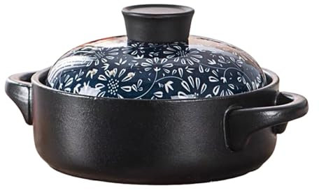 Ceramic Casserole Hand-Painted Ceramic Casserole Pot, Household Kitchen High-Temperature Resistant Clay Soup Pot, Ideal For Claypot Rice, Slow Cooking, And Braising(2.5L)