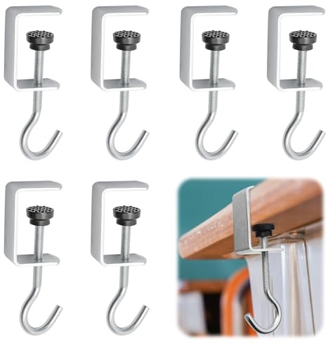 Juyibaao Lot de 6 supports de sac pour table, crochets de table réglables en métal, porte-sac à main et porte-sac à dos, suspension pour bureau, bureau d'école