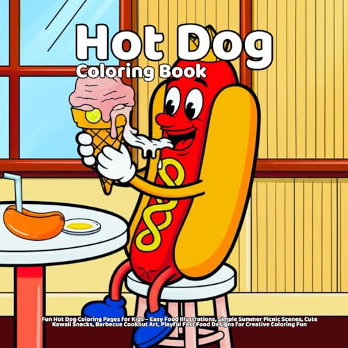 Hot Dog Coloring Book: Fun Hot Dog Coloring Pages for Kids – Easy Food Illustrations, Simple Summer Picnic Scenes, Cute Kawaii Snacks, Barbecue ... Coloring Fun (Delicious Food Coloring Series)