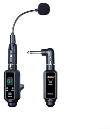 URPIZY UHF - Radiomicrofono per sassofono con microfono a condensatore, 570-590 MHz, 16 canali, latenza < 6 ms, 40 Hz-20 kHz, set di trasmettitori, nero (One to one)