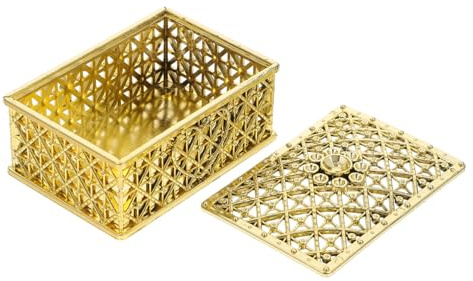 Rechteckige Goldene Schmuckschatulle Vintage aus Pet, Dekorative Kasten | Schmuckkästchen als Gastgeschenkbox, Kleine Schmuckdose mit Feiner Oberfläche, Elegante Schachtel