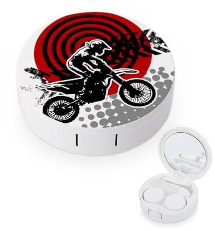 fkgvwo Contact Lens Case Black Motorcycle Contact Lens Holder Box Container Soak Storage Kit