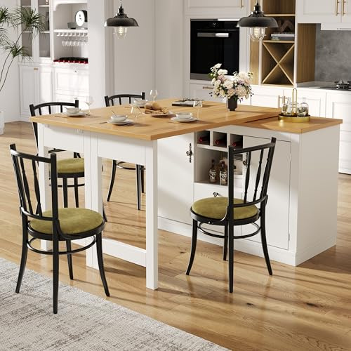 Mesa de bar extensible con función de giro de 360° y espacio de almacenamiento, mesa de bar de altura ajustable de 120-180 cm, mesa de bar con portavasos y compartimentos, mesa de diseño extensible