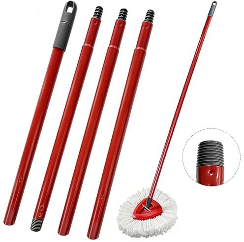 Mzzdk 72/105/138cm Manche de Rechange Compatible avec Vileda Turbo Spin Mop | EasyWring Manche de Balai Ajustable en Quatre Sections Accessoire, pour Nettoyage des Sols