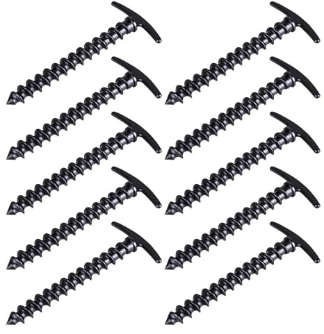 Estacas de la Tienda de Atornillar para | 10 Piezas Estacas para Toldo | Fijación para Toldo - para Mujeres Hombres Campistas Pescadores Senderismo Pesca Playa Camping Festival Música