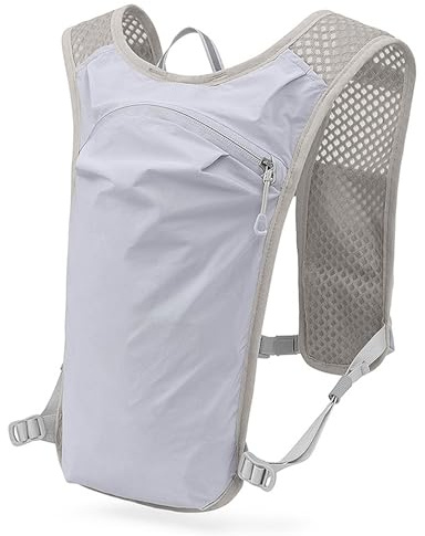 Generic 5L Löparryggsäck Utomhus Ultralätt Cykelväska för Män och Kvinnor Andningsväst med Reflekterande Remsor för Vandring, Jogging, Ridning (Ljusgrå & mörkblå)