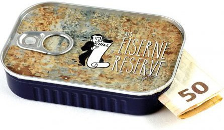 Geldgeschenke Verpackung Sardinendose EISERNE RESERVE Geld Geschenkverpackung für Geburtstag, Konfirmation, Jugendweihe, Umzug | inkl Aufkleber für individuelle Botschaft | made by Scherzboutique