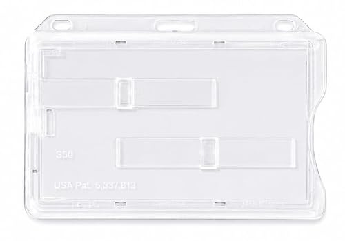 10x Kartenhülle Kartenhalter Ausweishalter Namensschild 2 Karten Hartplastik HORIZONTAL TRANSPARENTER AUSSCHIEBER