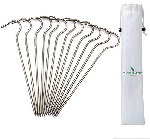 ZYVoyage Ultraleichte Zeltheringe aus Titan, 12 Stück – Ellenbogen-Heringe – Outdoor Camping Garten Zelt-Nagel (TI1556B)