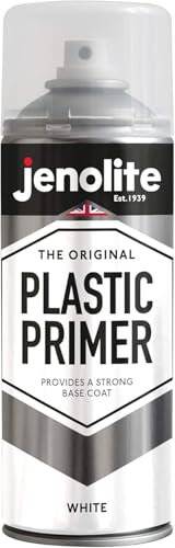 Jenolite Primer per plastica spray, 400 ml, bianco, di alta qualità premium, durevole (ideale per mobili da giardino, fioriere e altre materie plastiche dure)