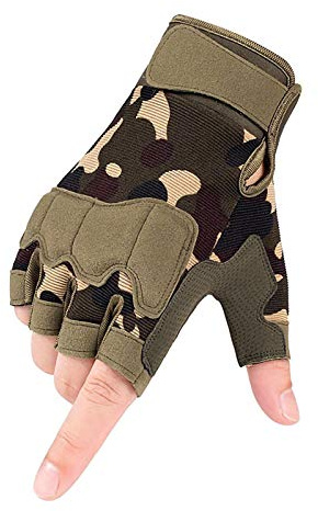 GRTE Guantes tácticos de Medio Dedo Hombres Mujeres Guantes sin Dedos Antideslizantes para Deportes al Aire Libre Ciclismo Moto Senderismo Escalada Camping Caza Carrera Carrera,Selva Camuflaje L