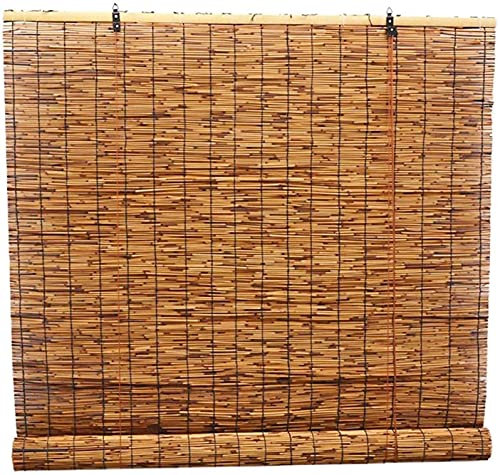 GeYao natürlicher Schilfrohr-Vorhang, Bambus-Rollo, Hebe-Stroh-Jalousien, Bambus-Rollo, wasserdicht, atmungsaktiv, Sonnenschutz für Terrasse, Pergola, Pavillon, Größe: 55 x 80 cm