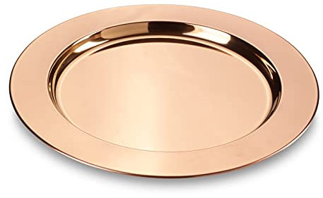 ECHTWERK Set di sottopiatti/piatti da portata 'Shiny', sottopiatti in acciaio inossidabile, piatti decorativi per matrimoni, vassoio da portata, set da tavola, Ø 33,2 cm, Edizione Rame, 2 pezzi