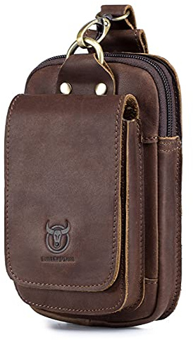 Leepesx Herren Vintage Leder Gürteltasche Reise Geldbörse mit Handyfach