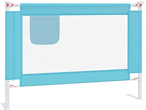 vidaXL Kleinkind Bettschutzgitter Bettgitter Kinderbettgitter Babybettgitter Gitter Kinderbett Babybett Rausfallschutz Blau 90x25cm Stoff