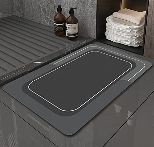 Badezimmerteppich, Badematte Rutschfest, 120x160cm Bad Teppich LäUfer, Duschmatte, Badteppich Badvorleger Rutschfest Waschbar, Antirutschmatte Dusche, Teppich Badezimmer, Bathroom Bath Mat, Dunkelgrau