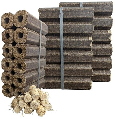 Topline High Energy Heat Logs - Pack of 36 Ultra Dry Compressed Fuel Logs with Wood Wool Firelighters. Great for Burners, Open Fires and Multi-Fuel Stoves. Planet-Friendly Wood Briquettes.