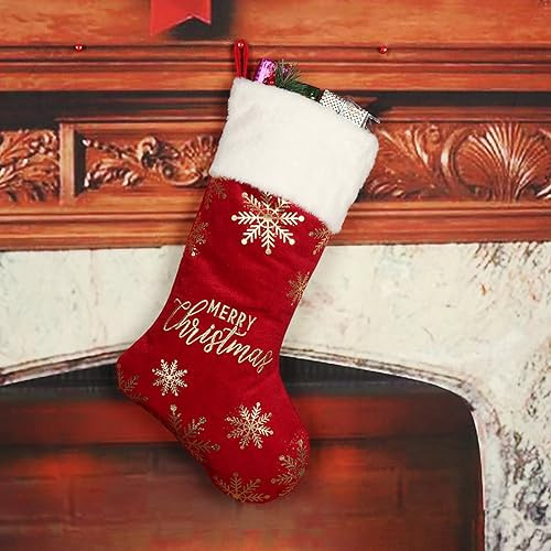 WOMB Personalised Christmas Stockings Personalised Embroidered Christmas Classic Santa/Snowman Xmas Stocking Custom Name Embroidered Christmas Stocking (Burgundy,Custom Name)