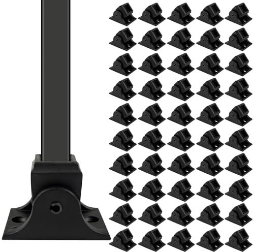 DEVALLEY Swivel Shoes for Staircase Interior - Aluminum Balusters Shoe With Screws for 1/2 Inch Square Railing, Stair Spindles, Matte Black (50 Pack)