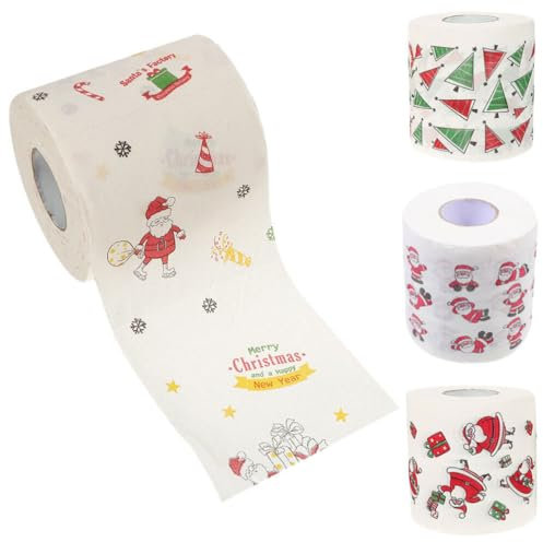 Abaodam 4rollen Weihnachtliches Toilettenpapier Mit Festlichen Mustern Weihnachtsbaum Weihnachtsmann Geschenkpäckchen Bunte Toilettenpapierrollen Für Festliches Badezimmerdekor