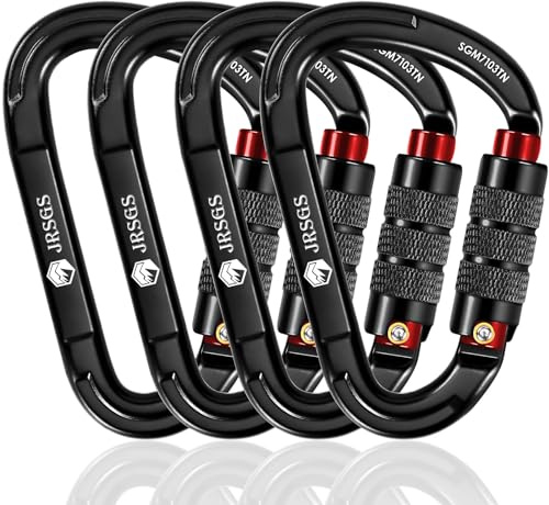 JRSGS Climbing Carabiner 25KN Large Carabiner Clip Auto Locking Carabiner Obtained UIAA Certification Heavy Duty Carabiners Suitable for Rock Climbing, Camping, Gym,Rescue