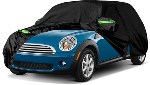 Housse de Voiture Adaptée pour Mini Cooper 3 Portes 2000-2024, Housse de Garage Complète Noire étanche avec Porte Zippée pour Neige, Pluie, Protection Tous Temps