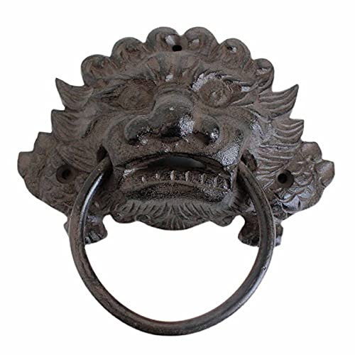 Traditional Antique Door Knocker for Front Door,Barn Door & Home Entry Decor-Lion Head Dragon Body Gate Handle