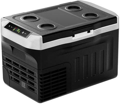EUHOMY 12 volt kylskåp, 12 V bilkylskåp 22 QT (21 L) bärbar frys (-15,6 °F~44 °F), kompressor elektrisk kylare med 12/24 V DC och 110-240 V AC, kompressor elektrisk kylare för camping, resor, lastbil