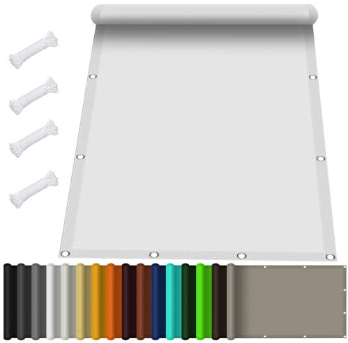 Vela Ombreggiante Tenda a Vela 1.8 x 4.2 m Impermeabile, Rettangolare Tenda a Vela Ombreggiante Telo con Occhielli e Fune per Arredo Esterno Giardino, Bianco