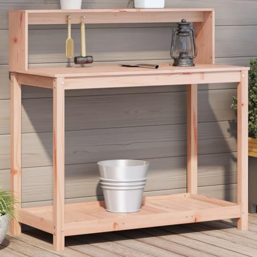 Tidyard Pflanztisch mit Ablagen Gärtnertisch Blumentisch für Garten Balkon Terrasse, Gartentisch Arbeitstisch, 108x50x109,5 cm Massivholz Douglasie