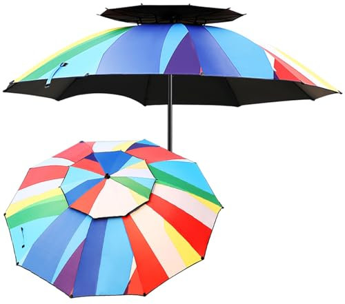 Moda 220 Cm Ombrelloni da Spiaggia, Ombrellone da Esterno Portatile UV 50+ Antivento, for Spiaggia Pesca Patio Giardino