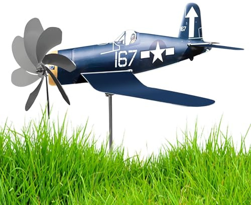 Airplane Wind Spinner - Metal Garden Plane Wind Spinner, Aircraft Windmill Plane Wind Spinners, Windmill Garden Stake Spinners, Weatherproof Garden Wind Spinner For Yard Patio Balcony Decor Ornament