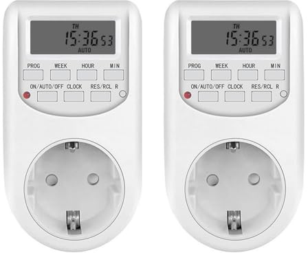 2 Pacs Minuterie Prise Minuterie numérique numérique 16 interrupteurs on/Off programmables Écran LCD 220V 10A 2300W Minuterie Prise (AL-06G)