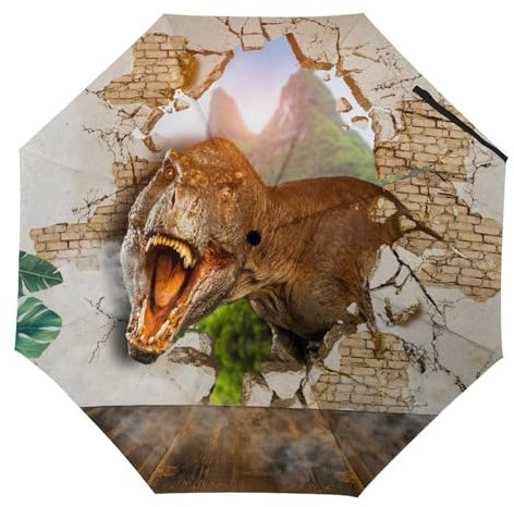 YBQLNP Kompakter Reise Regenschirm Dinosaurier Taschenschirm Automatisch Auf Und Zu Faltbarer Sonnenschirm