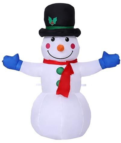 Aufblasbarer Schneemann XXL 120cm LED Beleuchtet Befestigungsmaterial IP44 Außen Witterungsbeständig Weihnachtsdeko Weihnachtsfigur Christmas-1,2 m - Schneemann
