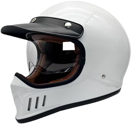 Retro Motorradhelm Integralhelme Full face Motorrad Helm Vintage Integralhelm Retro Classic Crash Racing Touring ECE-geprüfter Helm für Erwachsene Männer Women 3,M=57-58CM