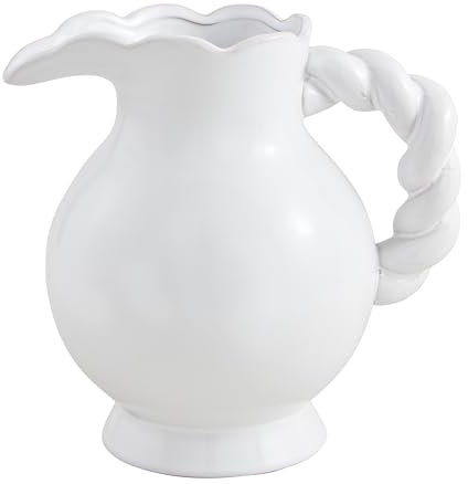 Mud Pie Pichet en céramique avec poignée torsadée Blanc 200 ml