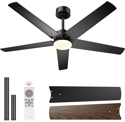 VIVOHOME Ventilador de Techo con Luz Regulable LED Silencioso 132cm 5 Aspas