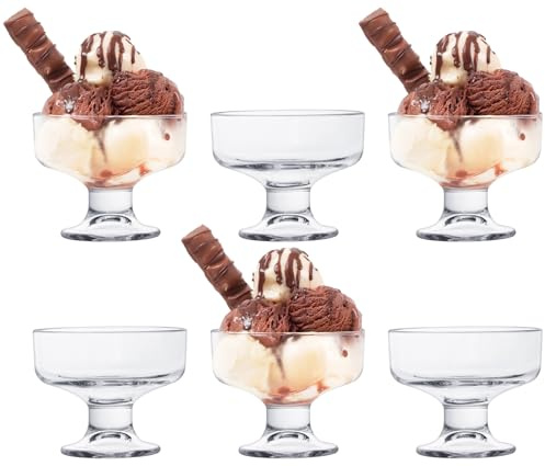 Viceda Prawn Cocktail Glasses, Dessert Cups, Wide Bowl Dessert Cups, Sundae Ice Cream Bowls Set of 6, Appetiser Fruit Salads Glasses, Dessert Sundae Cocktail Dishes