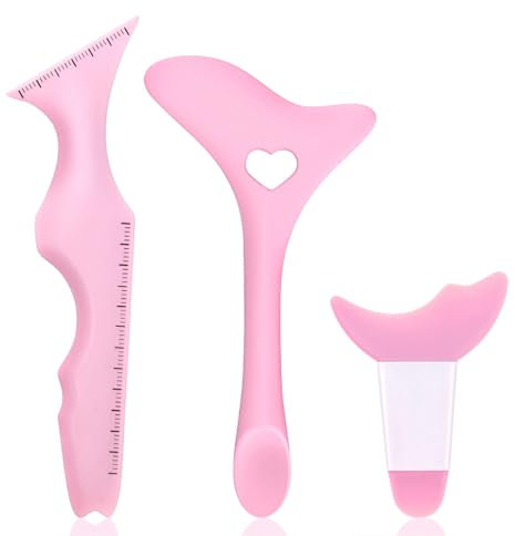 Noerrors Eyeliner Stencil 3Pcs Wing Tips Silicone Makeup Tool Kit Aid Reusable Eye Liner Shadow Stencil Applicator Guide Multifunctional Eyeshadow Mascara Shield Eyelash Lips Quick Pads#Pink