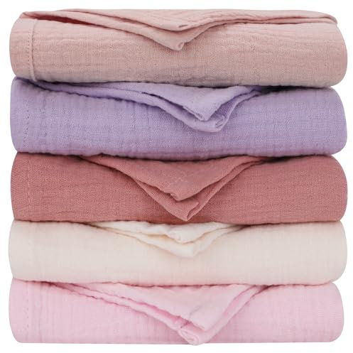 Chiowels Musselintücher Baby Erstausstattung,5 Stück Spucktücher 100% Baumwolle (60x60 cm),Mullwindeln Neugeborene,Weich und Atmungsaktiv,Baby Tücher für Jungen und Mädchen,Muslin Tücher 006