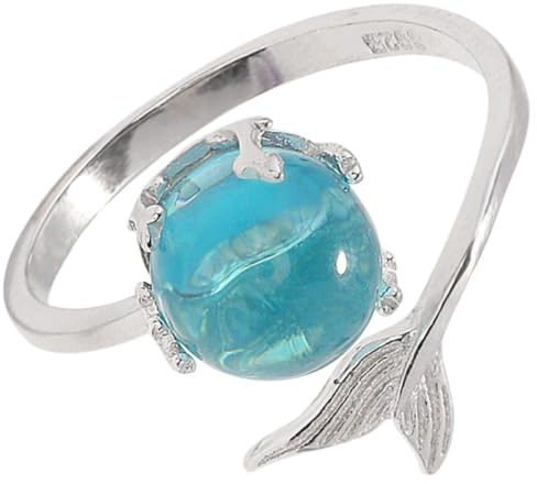 WRITWAA Verstellbarer Meerjungfrau Ring Für Frauen Charmanter Silber Finger Ring Mit Öffnung Für Besondere Anlässe