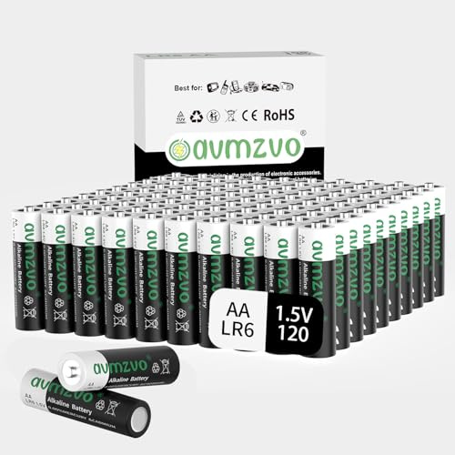 avmzvo AA batterier 120 stycken, 1,5 V alkaliska batterier LR6, hållbar kraft
