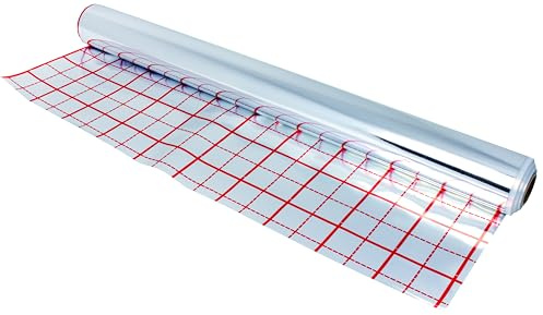 Aqbau Rasterfolie Fußbodenheizung 50 m² Rolle, Alu Isolierfolie 0,105 mm extra stark, Wärmedämmfolie mit 10 x 10 cm Verlegeraster, Feuchtigkeitsschutz für Wasser-Fußbodenheizung
