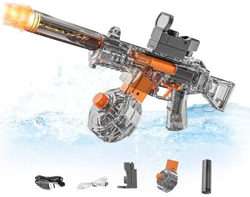 Elektrische Wasserpistole Mit Blitz Effekten, Automatische Hydroblaster Wasserpistole, Wiederaufladbarer Batterie Pistole, Für Erwachsene Strandpool Wasserspaß Spielzeug (Schwarz)